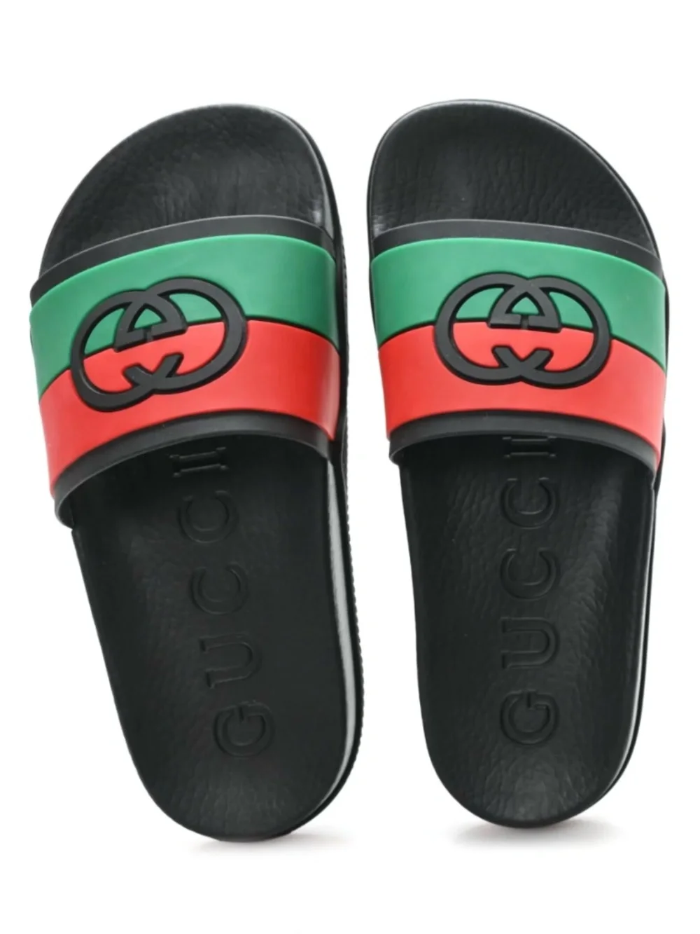 Gucci Black Interlocking G Slip-On Sandals